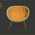 Modern Orange Round Chair With Upholstered Seat And Black Metal Frame