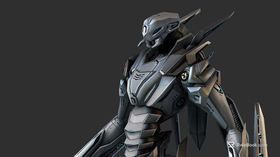 Futuristic Metallic Armored Mech Character Design For Game And Movie 3d model 