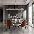 Modern Dining and Living Room Interior With Dining Table Chairs Pendant Light and Window View