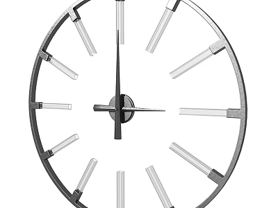 Modern Minimalist Wall Clock With Metal Frame Transparent Hour Markers And Black Hands 3d model