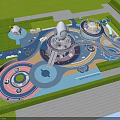 Children's Play Area With Circular Climbing Structures Slides Colorful Flooring And Safe Lawn Design