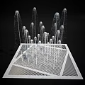 Garden Ornament Modern Fountain With Multiple White Water Jets And Square Gridded Base