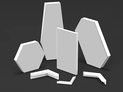 White Geometric Decorative Panels with Various Polygonal and L shaped Forms for Modern Interior 3d model