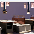 Contemporary Display Stands Featuring Black Gold Frames Wooden Panels And Circular Knobs