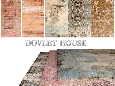 Colorful Square Rugs with Vintage Patterns and Various Designs for Home Interiors 3d model