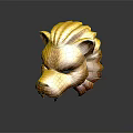 Golden Animal Head Mask With Intricate Grid Pattern And Shiny Texture