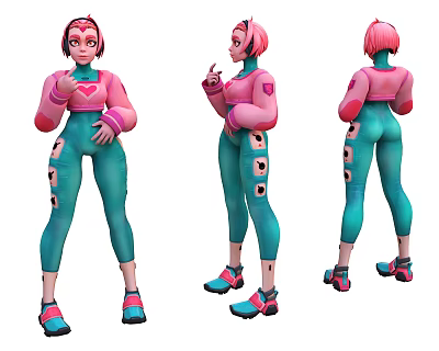 Modern Game Character Cartoon Game Girl Character 3d model