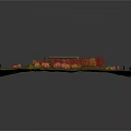 Miniature Landscape Model Scene With Green Grass Colorful Plants And Long Structure