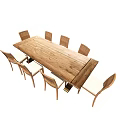 Rectangular Wooden Dining Table And Chair Set With Light Upholstered Seats And Classic Design
