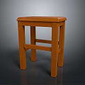 Brown Wooden Stool With Square Seat And Four Legs Simple Design