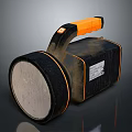 Black And Orange Flashlight With Large Lens Handle And Label Design 3d model