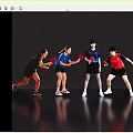 Dynamic Group of Women Playing Table Tennis in Active Poses