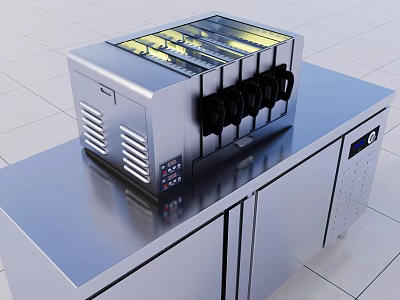 Commercial Kitchen Stainless Steel Beverage Dispenser With Transparent Lid And Control Panel 3d model