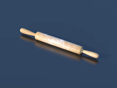 Wooden Rolling Pin Kitchen Baking Tool Isolated On Dark Background With Natural Wood Texture 3d model