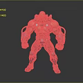 Muscular Sci-Fi Character Wearing Blue Red Armor With Mechanical Parts And Strong Physique
