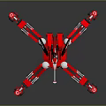 Red And White Mechanical Spider With Multiple Legs And Mechanical Joints 3d model