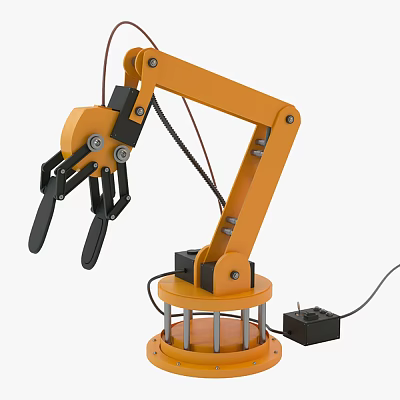 Intelligent Orange Robotic Arm with Gripper Claw and Metal Base for Industrial Automation 3d model