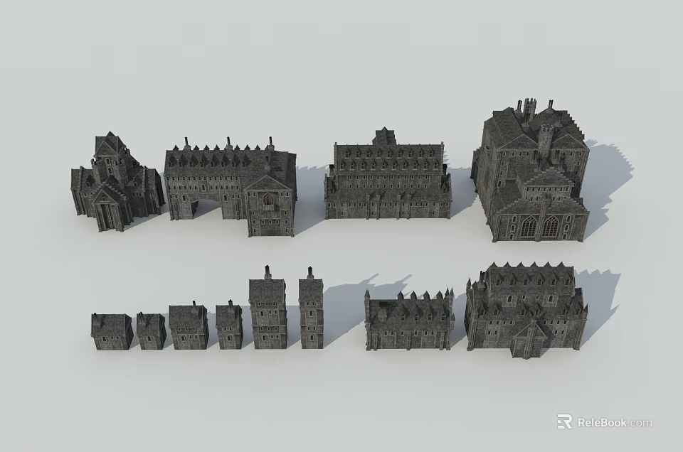 Different Types of Ancient Architecture Models With Historic Towers And Intricate Designs 3d model 