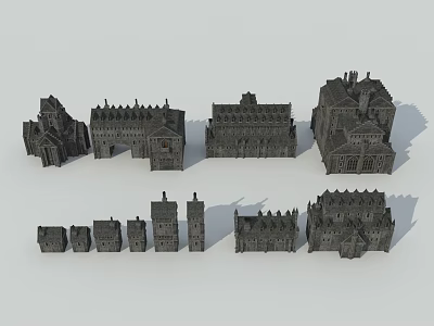 Different Types of Ancient Architecture Models With Historic Towers And Intricate Designs 3d model