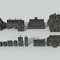 Different Types of Ancient Architecture Models With Historic Towers And Intricate Designs 3d model