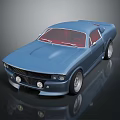Blue Vintage Sports Car with Red Interior Sleek Body Design and Shiny Wheels