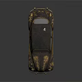 Vintage Classic Beetle Car With Blue Gray Body And Gold Accents Design