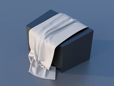 Black Cube Box Covered with White Cloth as Household Essential Item 3d model