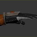 3D Rendered Black And White Protective Work Glove With Orange Wrist Detail