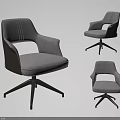 Modern Stylish Office Chairs With Light Gray Upholstery Armrests And Black Star Base