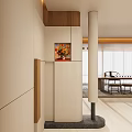 Modern Entryway Hallway Interior With White Walls Wooden Accents And Sunflower Painting