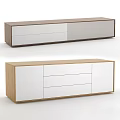 Modern TV Stand With Wood And Metal Design Multiple Drawers And Sturdy Metal Legs