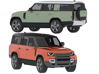 Modern Off Road SUV Vehicles In Green And Orange With Stylish Exterior Design 3d model