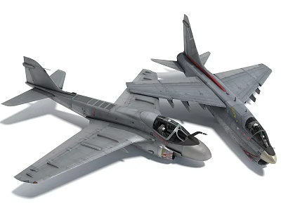 Two Gray Fighter Jets With Detailed Structure And Design 3d model
