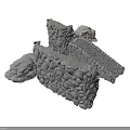Detailed Architectural Stone Wall Construction With Segments Blocks And Textured Surfaces