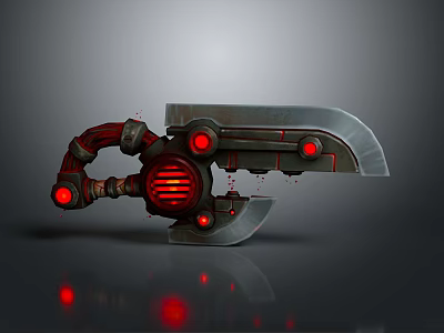 Futuristic Mechanical Device With Red Glowing Elements And Metallic Gear Details 3d model