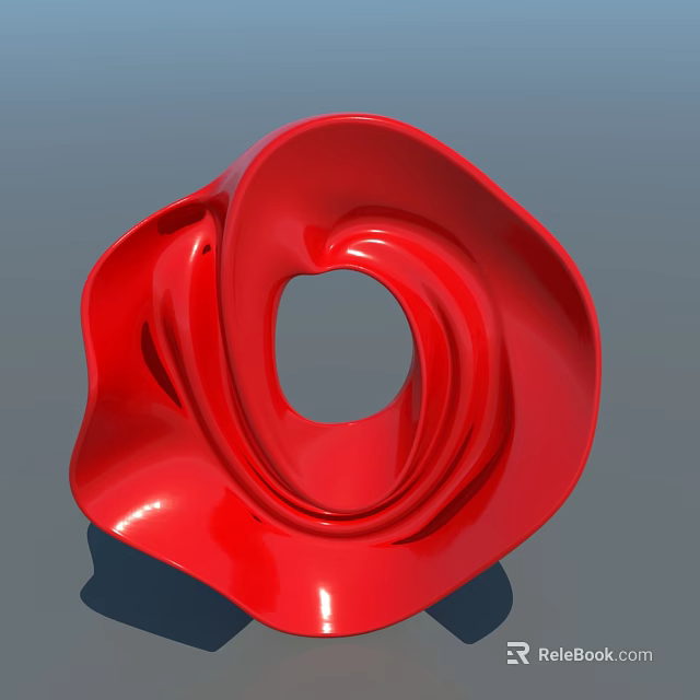 Modern Red Decorative Ornament Set With Spiral Twisted Design And Glossy Surface 3d model 