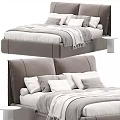 Modern Upholstered And Leather Headboard Beds With Pillows Blanket Side Table And Color Options