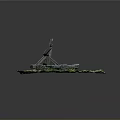 Medieval Wooden Catapult Ancient Weapon With Traditional Structure On Green Grass Field