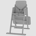 Kids High Chair With Gray Wooden Frame And Blue Cartoon Pattern Seat Cushion