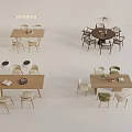 Modern Dining Table Sets With Matching Chairs And Hanging Pendant Lights 3d model