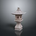 Traditional Stone Lantern With Square Body Dome Top And Textured Base For Oriental Garden Decor