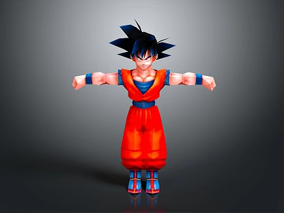 Anime Character 3D Model With Red Outfit Black Spiky Hair And Open Arms 3d model