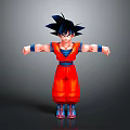 Anime Character 3D Model With Red Outfit Black Spiky Hair And Open Arms