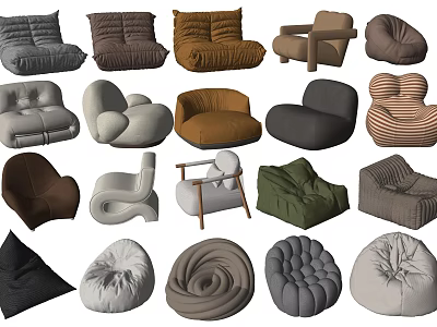 Various Accent Chairs With Different Designs Colors And Materials For Home Decor 3d model