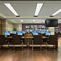 Modern monitoring room Conference table Monitoring large screen wooden floor 3d model