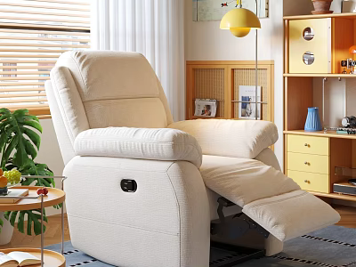 Comfortable Beige Fabric Recliner Single Sofa Offers Ultimate Relaxation For Cozy Home Daily Leisure Use 3d model