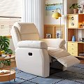 Comfortable Beige Fabric Recliner Single Sofa Offers Ultimate Relaxation For Cozy Home Daily Leisure Use