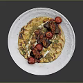 Grilled Flatbread With Grilled Meat Cherry Tomatoes Yogurt Sauce And Green Herbs On White Plate