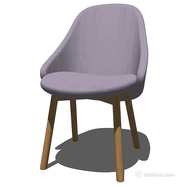 Stylish Modern Light Purple Fabric Upholstered Accent Chair With Wooden Legs Design 3d model 