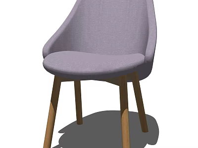 Stylish Modern Light Purple Fabric Upholstered Accent Chair With Wooden Legs Design 3d model